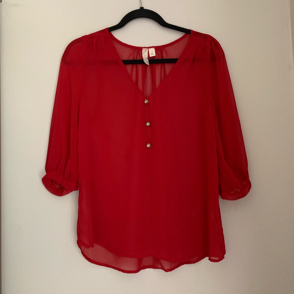 Red Sheer Blouse